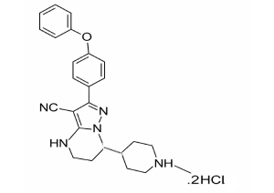 2-(4-phenoxyphenyl)-7-(piperidin-4-yl)-4,5,6,7-tetrahydropyrazolo[1,5-a]pyrimidine-3-carbonitrile dihydrochloride